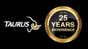 Taurus AG logo + 25 years experience badge